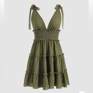 Green Ruffle Mini Dress.